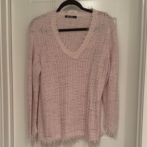 NIC&ZOE Women's Pink V-Neck Knit Sweater